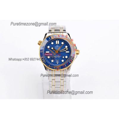 Seamaster Diver 300M A8800 Autoamtic Mens Watches VSF Best Ediiton YG Blue Dial Rubber CHS 210.20.42.20.03.001