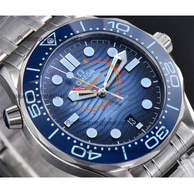 Seamaster Diver 300M A8800 Autoamtic Mens Watches VSF Best Ediiton Blue Dial SS Bracelet CHS 210.30.42.20.03.003