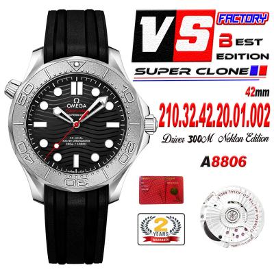 Seamaster Diver 300M Nekton A8806 Autoamtic Mens Watches VSF Best Ediiton Black Dial Rubber CHS 210.32.42.20.01.002