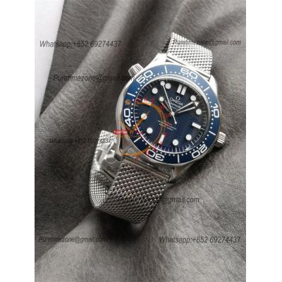 Seamaster 300M 42mm James Bond 60th anniversary A8806 Autoamtic Mens Watches VSF Best Ediiton Blue Dial Mesh Bracelet