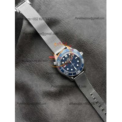 Seamaster 300M 42mm James Bond 60th anniversary A8806 Autoamtic Mens Watches VSF Best Ediiton Blue Dial Mesh Bracelet