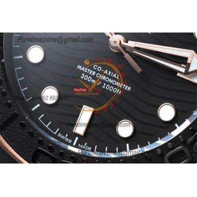 Seamaster 300m 43.5mm Black Ceramic A8806 Autoamtic Mens Watches VSF Best Ediiton RG Black Dial Rubber Strap