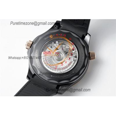 Seamaster 300m 43.5mm Black Ceramic A8806 Autoamtic Mens Watches VSF Best Ediiton RG Black Dial Rubber Strap