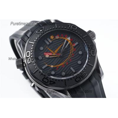 Seamaster 300m 43.5mm Black Ceramic A8806 Autoamtic Mens Watches VSF Best Ediiton Black Dial Rubber Strap