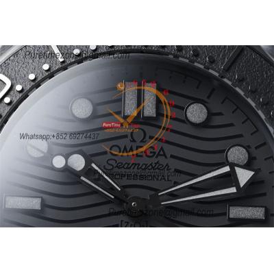 Seamaster 300m 43.5mm Black Ceramic A8806 Autoamtic Mens Watches VSF Best Ediiton Black Dial Rubber Strap