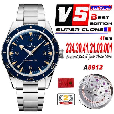 Seamaster 300 Heritage A8912 Autoamtic Mens Watches VSF Best Ediiton Blue Dial SS Bracelet CHS 234.30.41.21.03.001