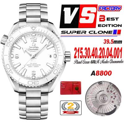 Planet Ocean 39.5mm A8900 Automatic Womens Watch VSF Best Ediiton White Dial SS Bracelet Ladies 215.30.40.20.04.001