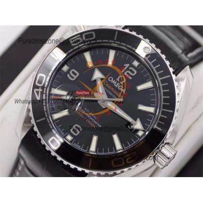 Seamaster Planet Ocean 43.5mm A8800 Automatic Mens Watch VSF Best Ediiton Black Dial Leather Strap CHS