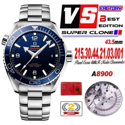 Seamaster Planet Ocean 43.5mm A8900 Automatic Mens Watch VSF Best Ediiton Blue Dial SS Bracelet CHS