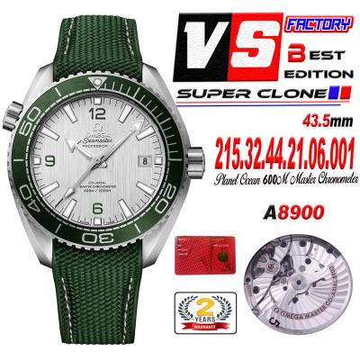 Planet Ocean 43.5mm A8900 Automatic Mens Watch VSF Best Ediiton White Dial Green Rubber CHS 215.32.44.21.06.001