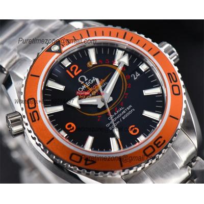 Seamaster Planet Ocean A8500 Automatic Mens Watch VSF Best Ediiton Orange Bezel Black Dial  SS Bracelet CHS