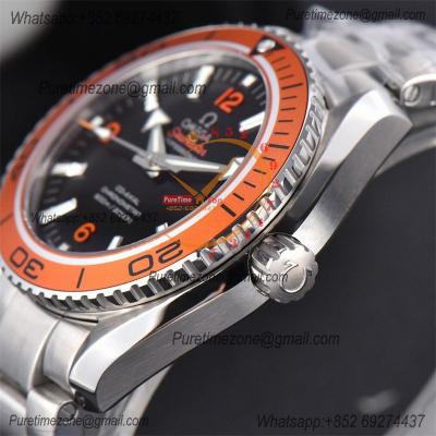 Seamaster Planet Ocean A8500 Automatic Mens Watch VSF Best Ediiton Orange Bezel Black Dial  SS Bracelet CHS