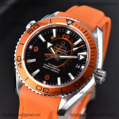 Seamaster Planet Ocean A8500 Automatic Mens Watch VSF Best Ediiton Orange Bezel Black Dial  Rubber Strap CHS