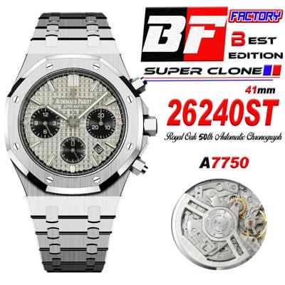 Royal Oak 26240ST A7750 Automatic Chronograph Mens Watch 50th Anniversary BF Best Edition Gray Dial SS Bracelet CHS