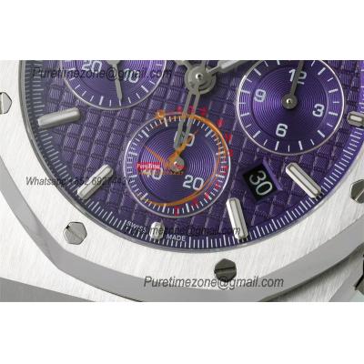 Royal Oak 26240ST A7750 Automatic Chronograph Mens Watch 50th Anniversary BF Best Edition Purple Dial SS Bracelet CHS