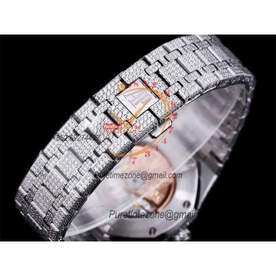 Royal Oak 41mm 15400 Iced Out A3120 Automatic Mens Watch AMG Best Edition Paved Diamonds Dial Stick SS Bracelet CHS