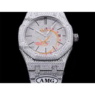 Royal Oak 41mm 15400 Iced Out A3120 Automatic Mens Watch AMG Best Edition Paved Diamonds Dial Stick SS Bracelet CHS