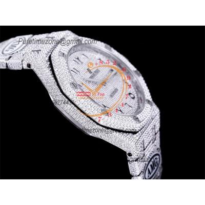 Royal Oak 41mm 15400 Iced Out A3120 Automatic Mens Watch AMG Best Edition Paved Diamonds Dial Arabic SS Bracelet CHS