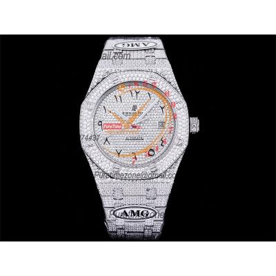 Royal Oak 41mm 15400 Iced Out A3120 Automatic Mens Watch AMG Best Edition Paved Diamonds Dial Arabic SS Bracelet CHS