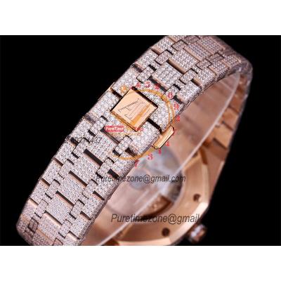 Royal Oak 41mm 15400 Iced Out A3120 Automatic Mens Watch AMG Best Edition RG Paved Diamond Dial Arabic SS Bracelet CHS