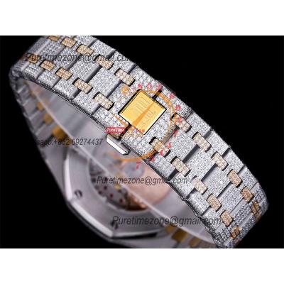 Royal Oak 41mm 15400 Iced Out A3120 Automatic Mens Watch AMG Best Edition YG Paved Diamond Dial Stick SS Bracelet CHS