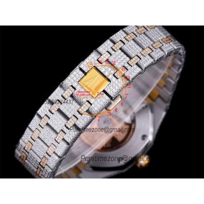 Royal Oak 41mm 15400 Iced Out A3120 Automatic Mens Watch AMG Best Edition YG Paved Diamond Dial Arabic  SS Bracelet CHS