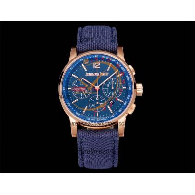 Code 11.59 26393 A4401 Automatic Chronograph Mens Watch APF Best Edition 41 RG Blue Dial Nylon Leather CHS