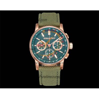 Code 11.59 26393 A4401 Automatic Chronograph Mens Watch APF Best Edition 41 RG Green Dial Nylon Leather CHS