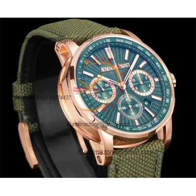 Code 11.59 26393 A4401 Automatic Chronograph Mens Watch APF Best Edition 41 RG Green Dial Nylon Leather CHS