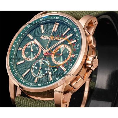 Code 11.59 26393 A4401 Automatic Chronograph Mens Watch APF Best Edition 41 RG Green Dial Nylon Leather CHS