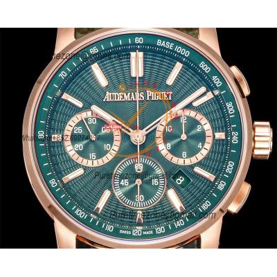 Code 11.59 26393 A4401 Automatic Chronograph Mens Watch APF Best Edition 41 RG Green Dial Nylon Leather CHS