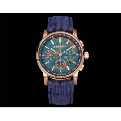 Code 11.59 26393 A4401 Automatic Chronograph Mens Watch APF Best Edition 41 RG Green Dial Blue Nylon Strap CHS