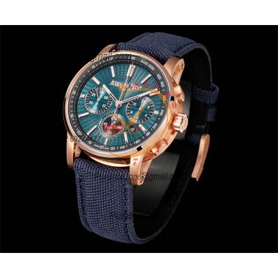 Code 11.59 26393 A4401 Automatic Chronograph Mens Watch APF Best Edition 41 RG Green Dial Blue Nylon Strap CHS