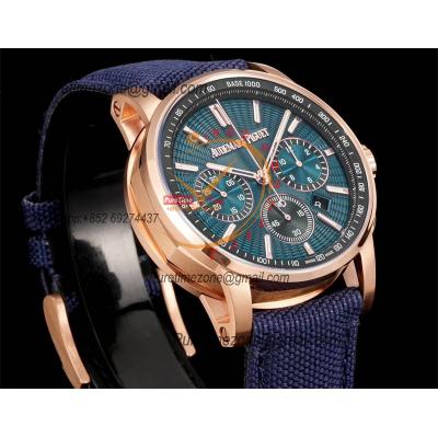 Code 11.59 26393 A4401 Automatic Chronograph Mens Watch APF Best Edition 41 RG Green Dial Blue Nylon Strap CHS