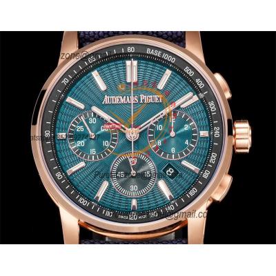 Code 11.59 26393 A4401 Automatic Chronograph Mens Watch APF Best Edition 41 RG Green Dial Blue Nylon Strap CHS