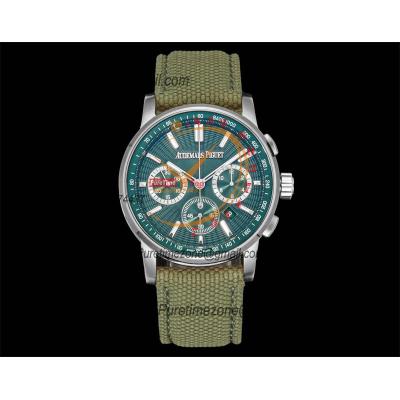 Code 11.59 26393 A4401 Automatic Chronograph Mens Watch APF Best Edition 41 Green Dial Nylon Strap CHS