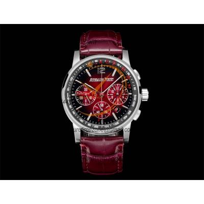 Code 11.59 26393 A4401 Automatic Chronograph Mens Watch APF Best Edition 41 Black Red Dial Leather Strap CHS