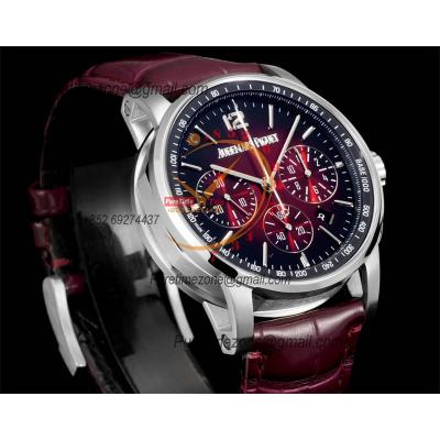 Code 11.59 26393 A4401 Automatic Chronograph Mens Watch APF Best Edition 41 Black Red Dial Leather Strap CHS