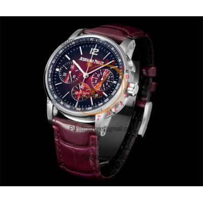 Code 11.59 26393 A4401 Automatic Chronograph Mens Watch APF Best Edition 41 Black Red Dial Leather Strap CHS