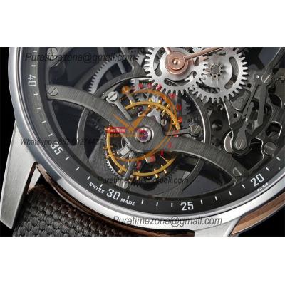 Code 11.59 26600 Tourbillon Automatic Mens Watch APPF Best Edition Black Skeleton Dial Gray Nylon Strap CHS