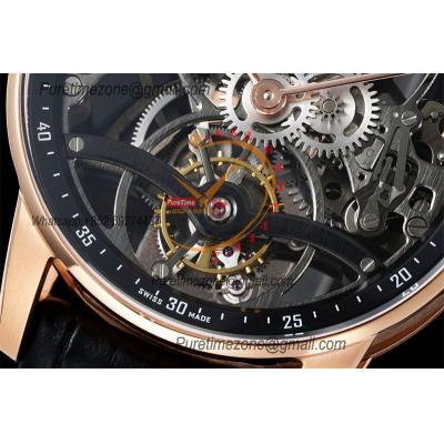 Code 11.59 26600 Tourbillon Automatic Mens Watch APPF Best Edition RG Black Skeleton Dial Black Leather Strap CHS