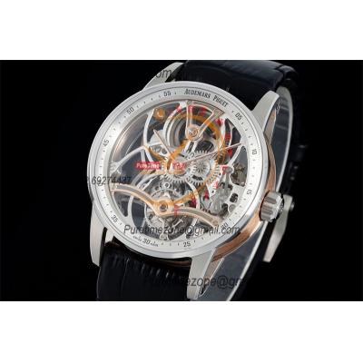 Code 11.59 26600 Tourbillon Automatic Mens Watch APPF Best Edition Whtie Inner Skeleton Dial Black Leather Strap CHS