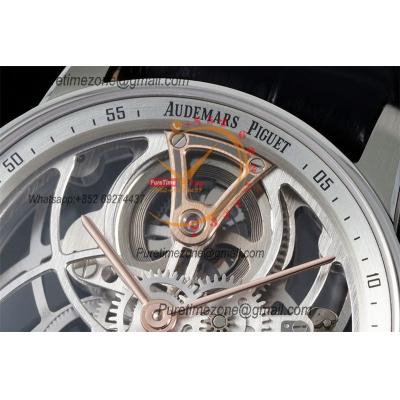 Code 11.59 26600 Tourbillon Automatic Mens Watch APPF Best Edition Whtie Inner Skeleton Dial Black Leather Strap CHS