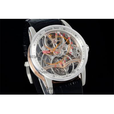 Code 11.59 26600 Tourbillon Automatic Mens Watch APPF Best Edition Whtie Inner Skeleton Dial Black Leather Strap CHS