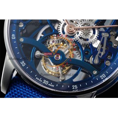 Code 11.59 26600 Tourbillon Automatic Mens Watch APPF Best Edition Black Skeleton Dial Blue Leather Strap CHS