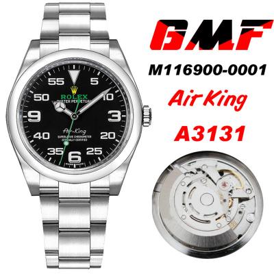 GMF Air King M116900 A3131 Automatic Mens Watch Black Dial 904L Steel Bracelet Best Edition