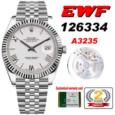 EWF Datejust 41 126334 A3235 Automatic Mens Watch Silver Roman Dial SS Jubilee Bracelet Best Edition