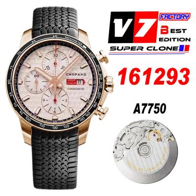 Mille Miglia 168571 SS V7F 1:1 Best Edition Two Tone RG White Dial on Black Rubber Strap A7750 Automatic Chronograph Men