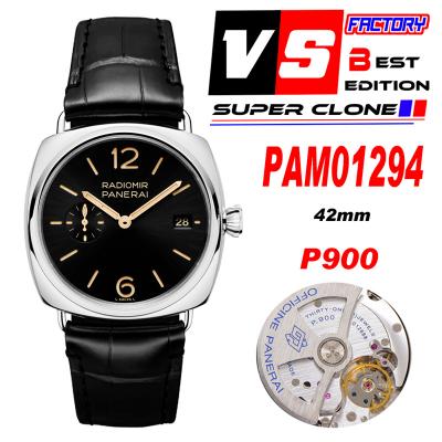 PAM01294 Radiomir Quaranta P900 Automatic Mens Watch 40mm VSF 1:1 Best Edition Black Dial Black Leather Strap