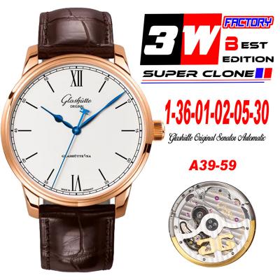 Senator Excellence A36-01 Automatic Mens Watch 3WF1-36-01-02-05-30 RG White Dial Roman Brown Leather Best Edition